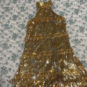 Gold Sequin Dance Costume - Adult Medium